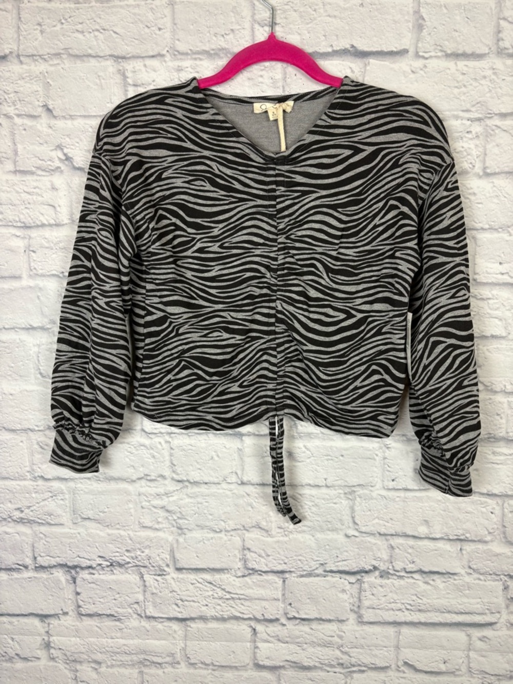 NWT Jessica Simpson Girls Zebra Animal Print Cropped Ruched top size 8/10 - Picture 2 of 6